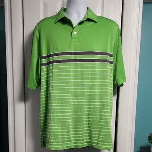 FootJoy Green Striped Men's SS Polo Shirt Large